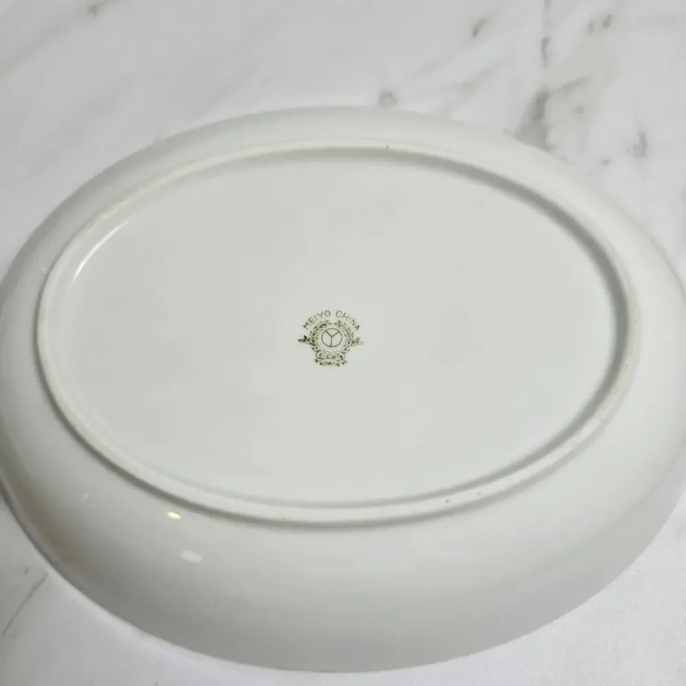 Vintage Meiyo China Nippon 1940s Silver Lithopane serving platter 10 inch
